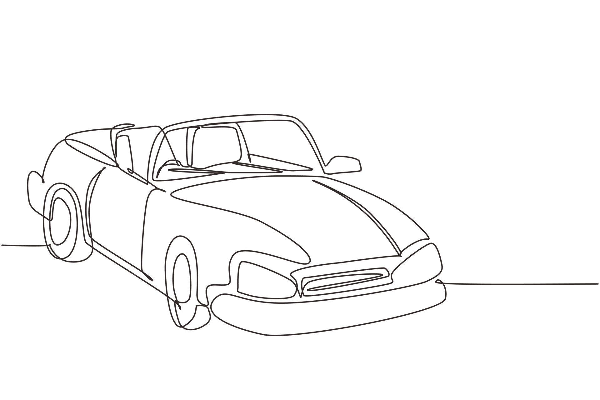 icono de logotipo de coche deportivo convertible retro clásico de dibujo de una sola línea. símbolo de esquema de coleccionistas de automóviles y automóviles. vehículo de motor de época. ilustración de vector icono de logotipo de coche deportivo convertible retro clásico de dibujo de una sola línea. símbolo de esquema de coleccionistas de automóviles y automóviles. vehículo de motor de época. ilustración de vector
