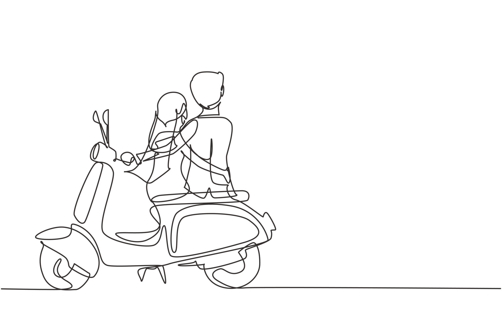 Premium Vector  Continuous line drawing of a romantic couple man and woman  are ride together vector illustration