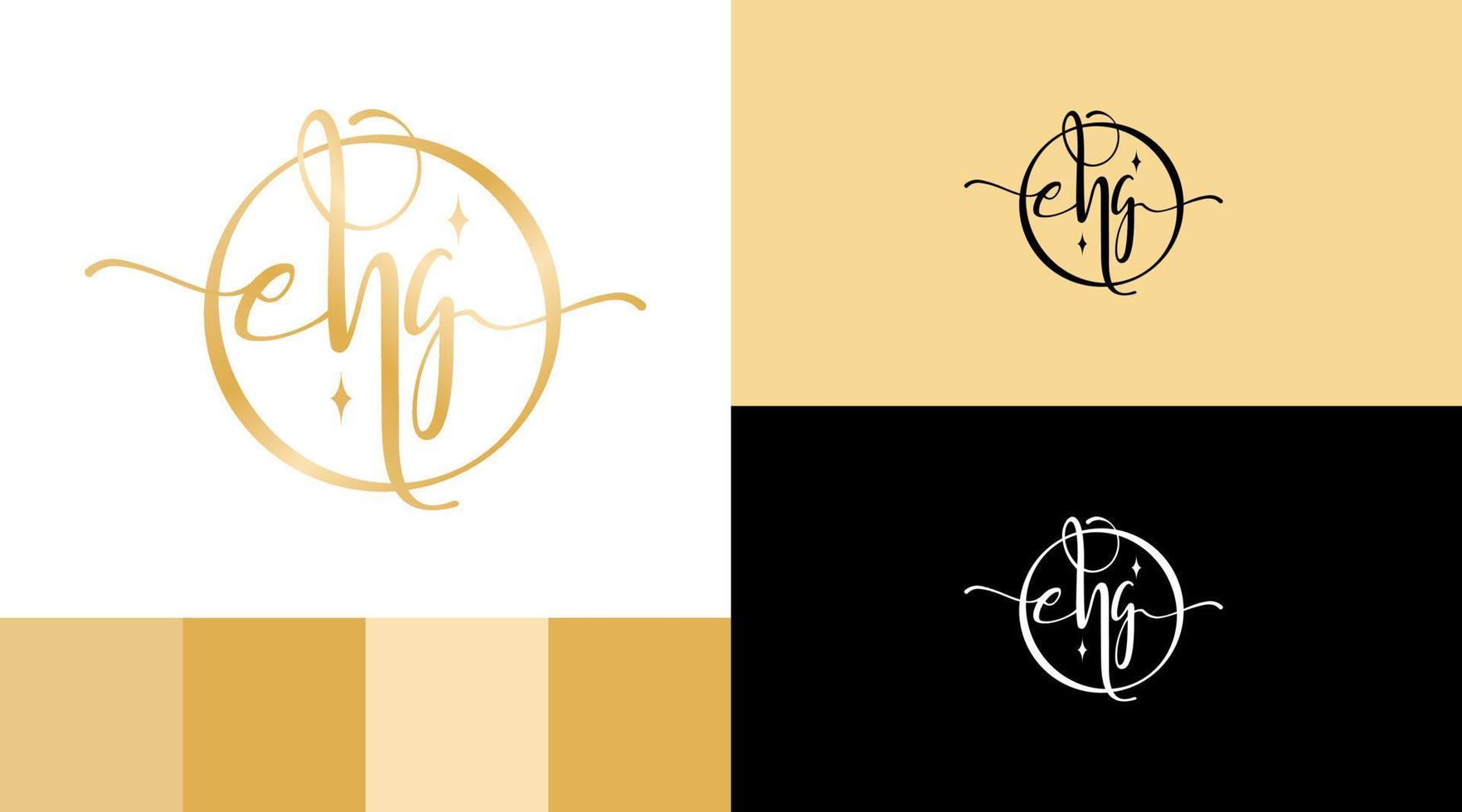 concepto de diseño de logotipo de monograma de letra de joyería de oro ehg vector