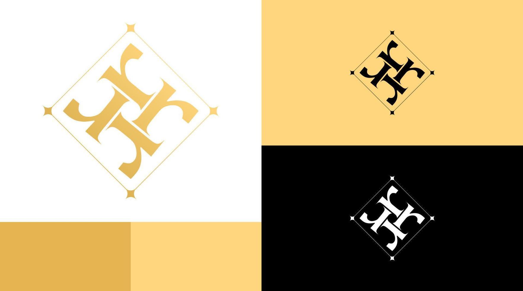 concepto de diseño de logotipo de monograma r de lujo brillante cuadrado dorado vector