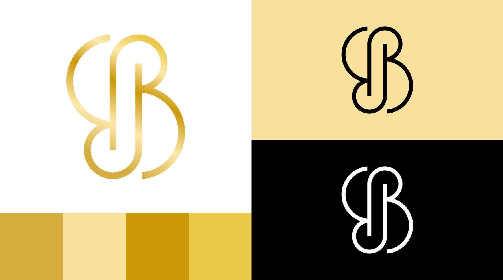 concepto de diseño de logotipo de monograma dorado bb vector