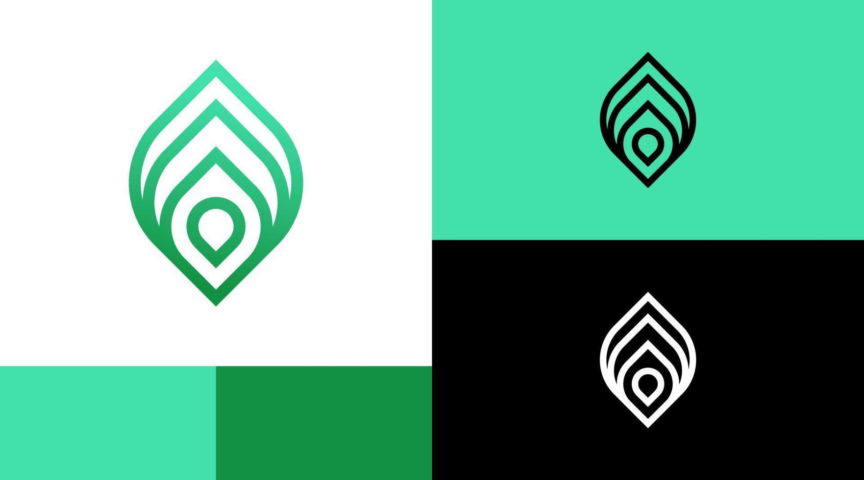 Herbal Leaf Location Pin Outline Logo Design Concept vector