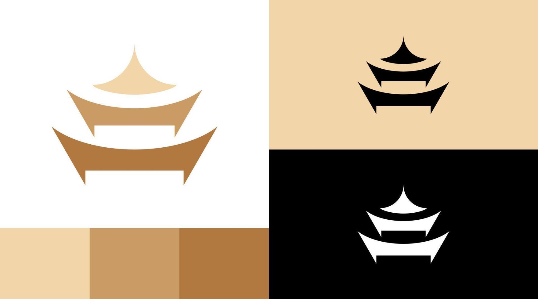 pagoda hanok concepto de diseño del logotipo del templo coreano vector