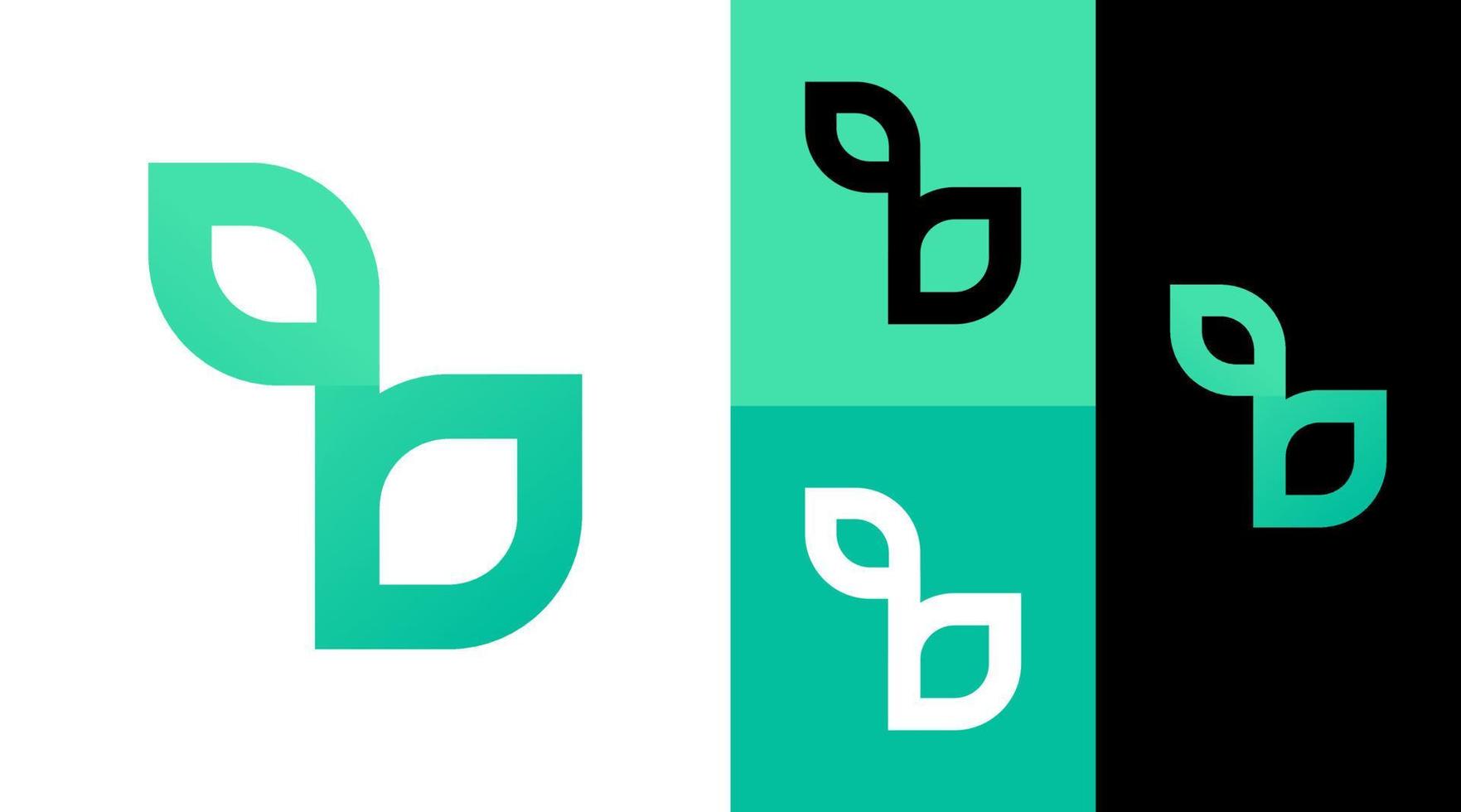 B Monogram Leaf Natural Logo Design Concept vector