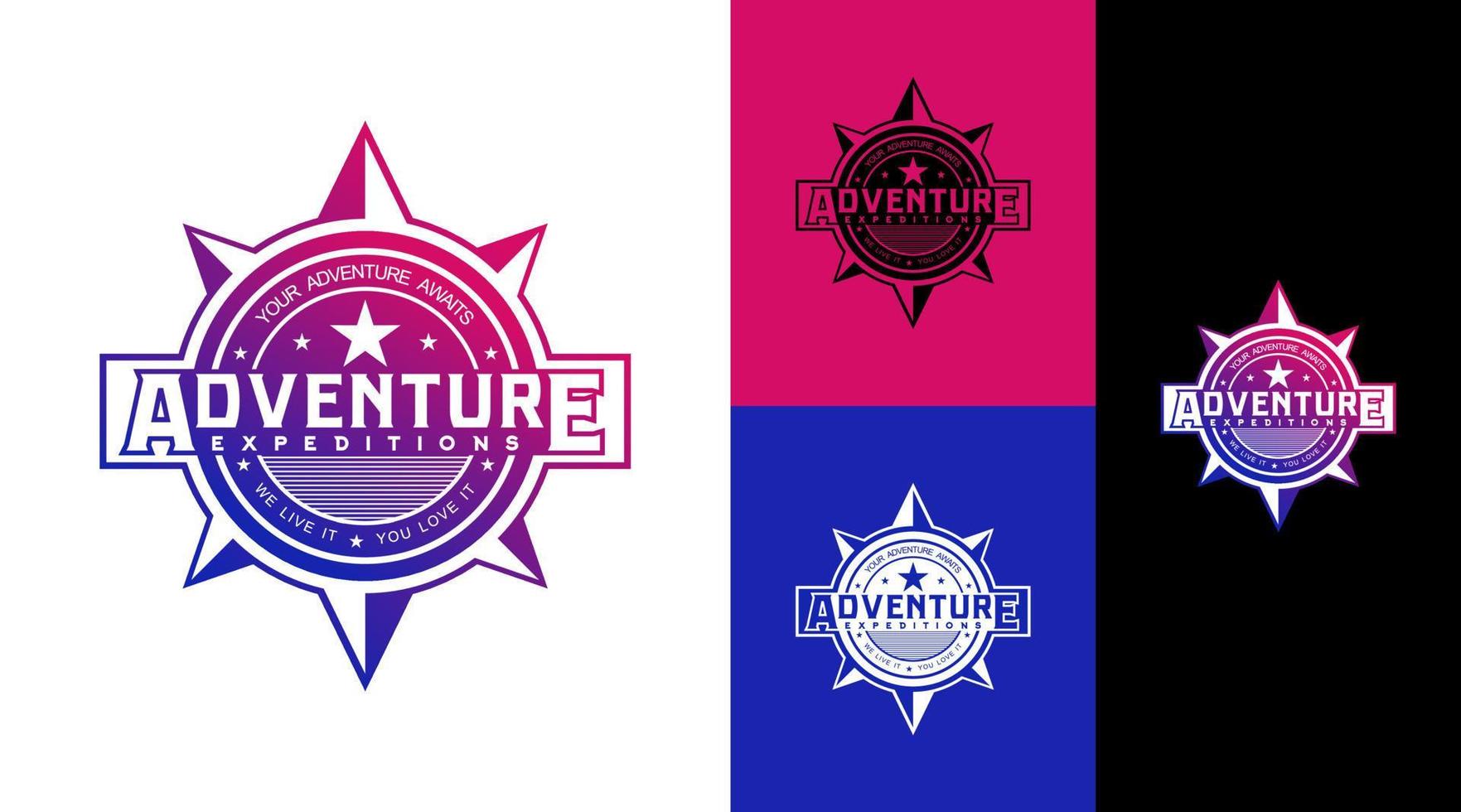 Adventure Expedition Star Badge Logo Design Concept vector