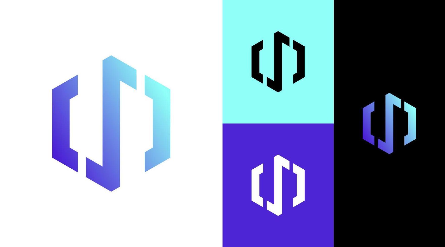 Hexagonal Integral Math Symbols Logo Design Concept vector
