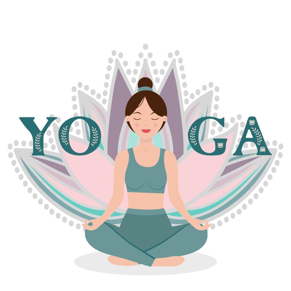 Yoga. Woman doing yoga in lotus position. vector