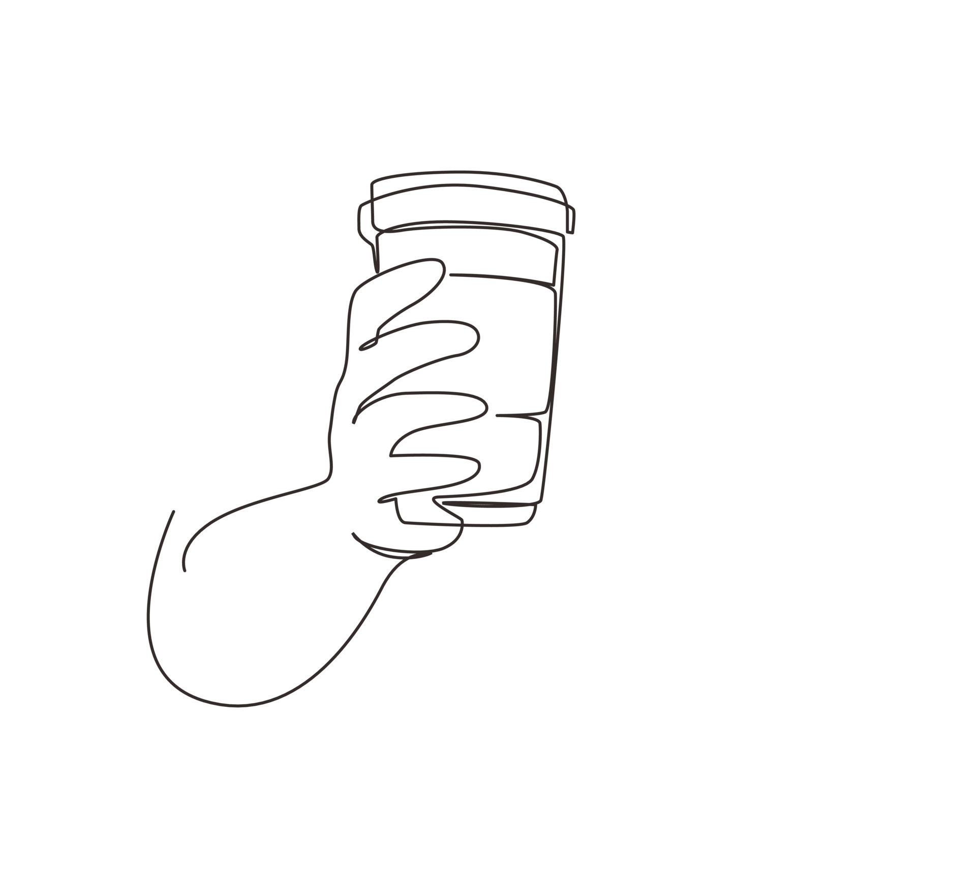 Single Continuous Line Drawing Hand Holding Disposable Paper Cup Of Hot Coffee Or Tea Hand Holding Reusable Mug Of Hot Chocolate Zero Waste Modern One Line Draw Graphic Design Vector Illustration Single Continuous Line Drawing Hand Holding Disposable Paper Cup Of Hot Coffee Or Tea Hand Holding Reusable Mug Of Hot Chocolate Zero Waste Modern One Line Draw Graphic Design Vector Illustration