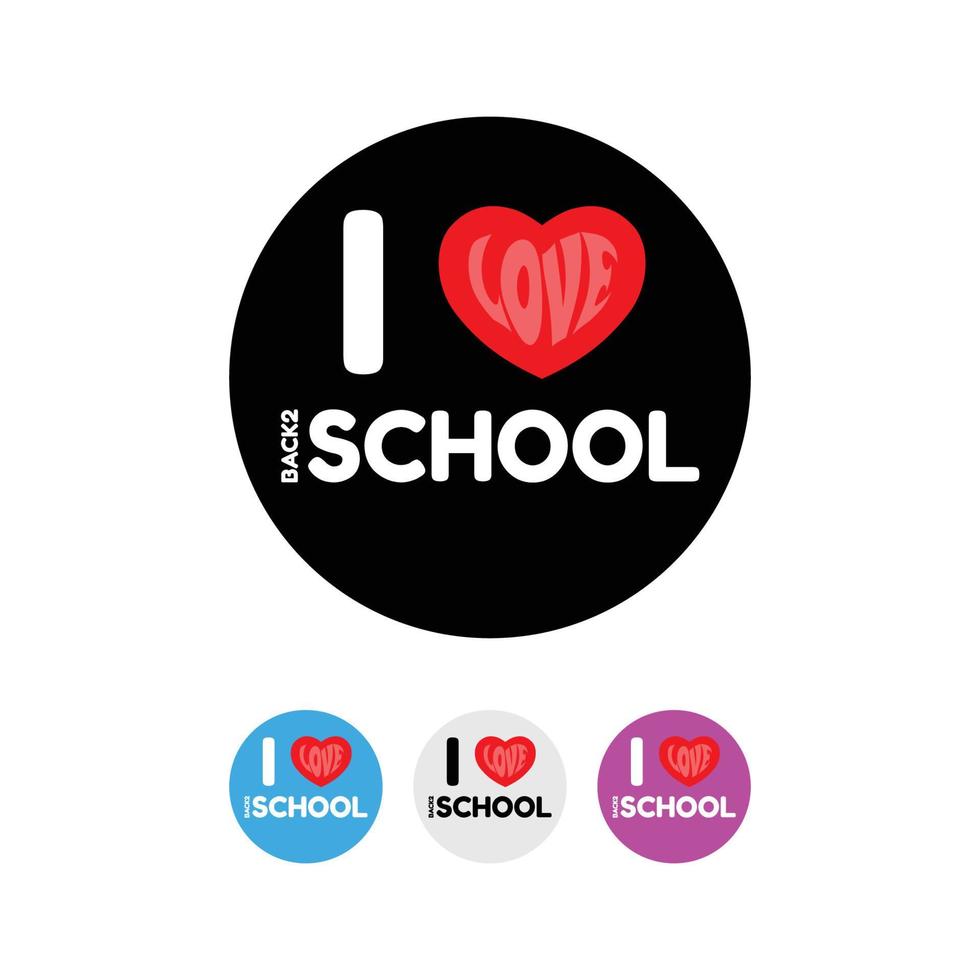 I Love Back to School Text with Red Hearts Isolated on Black Background, Vector illustration.