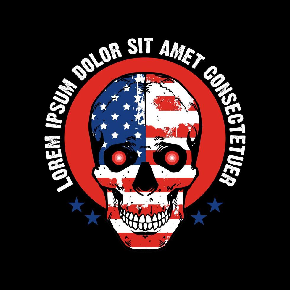 calavera con bandera americana vector