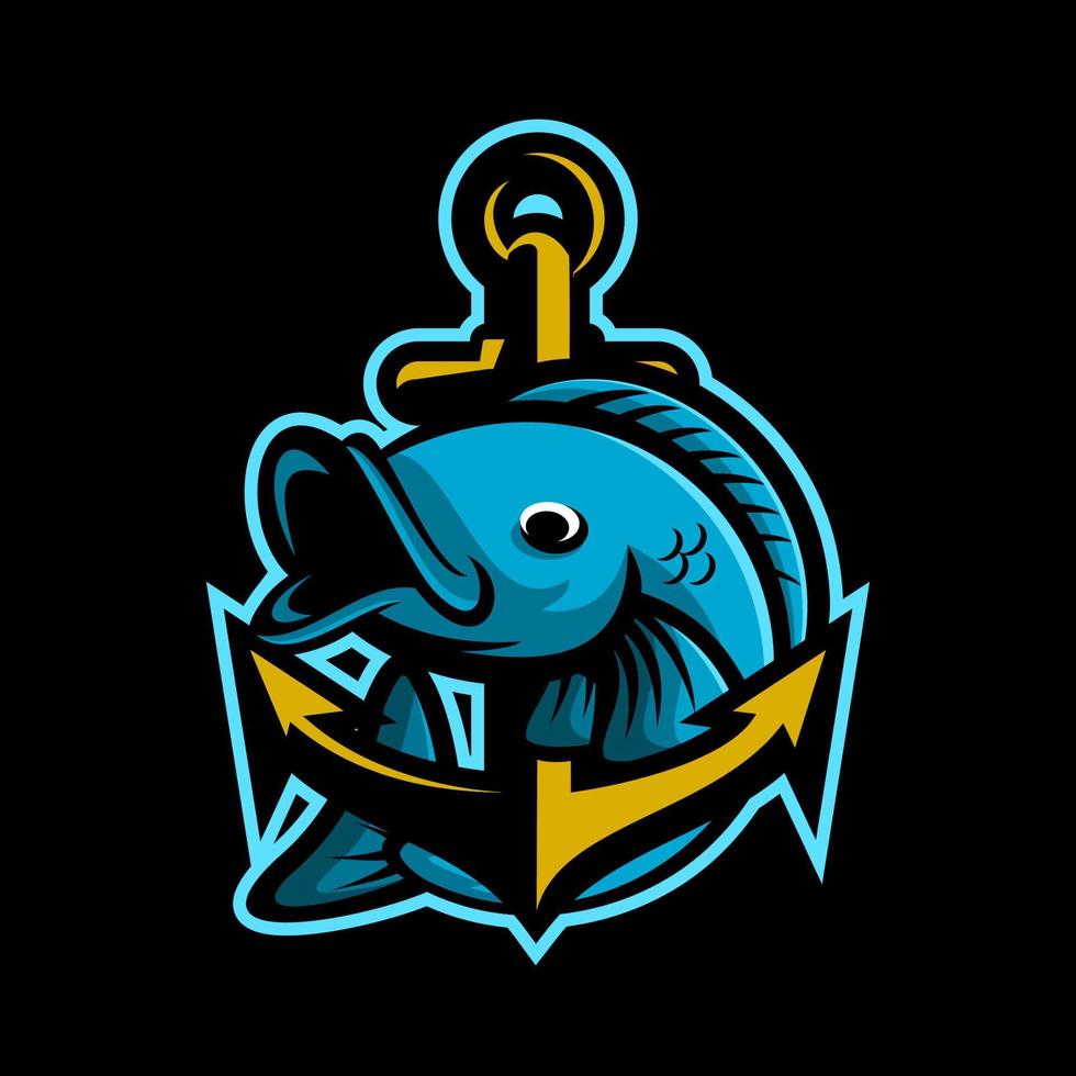 ANCHOR AND FISH VECTOR