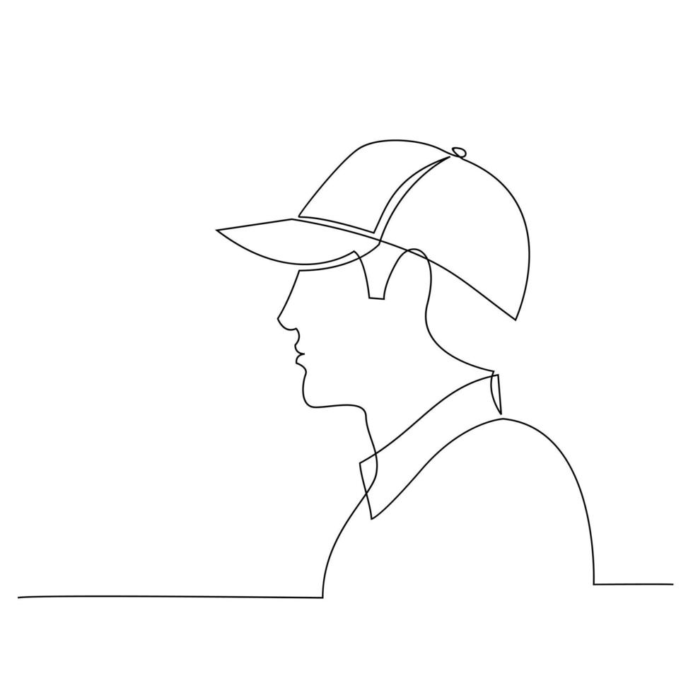 hombre sombrero gorra una línea dibujo vector diseño