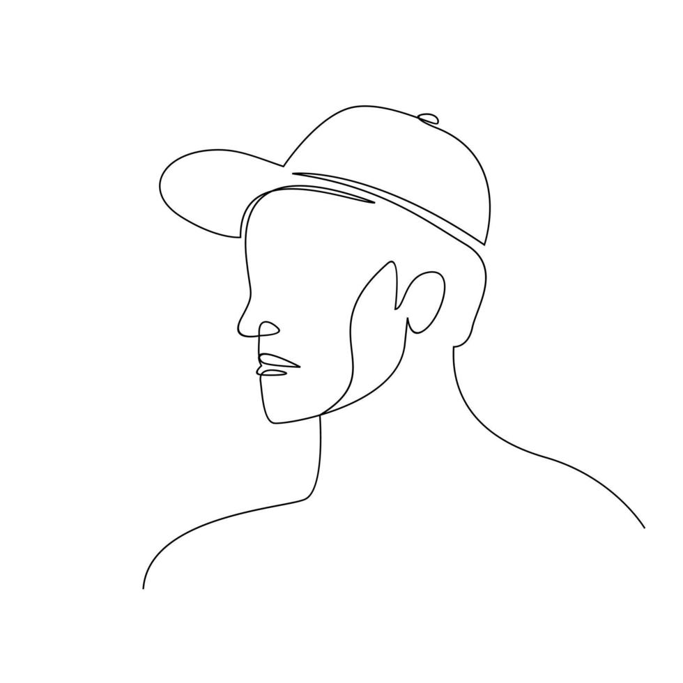 man hat cap one line drawing vector design