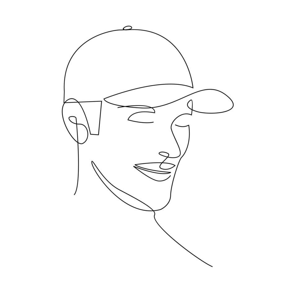 hombre sombrero gorra una línea dibujo vector diseño