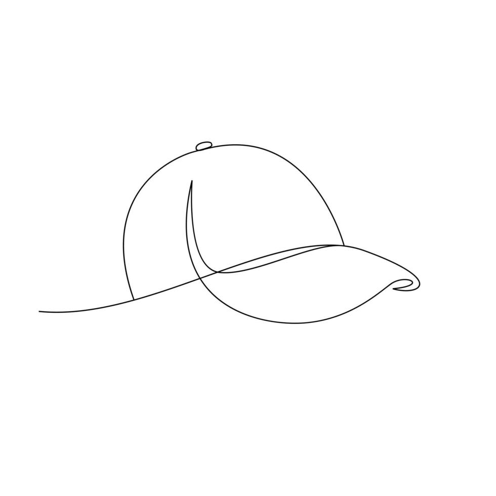 dibujo de una línea de gorro de sombrero aislado en fondo blanco vector