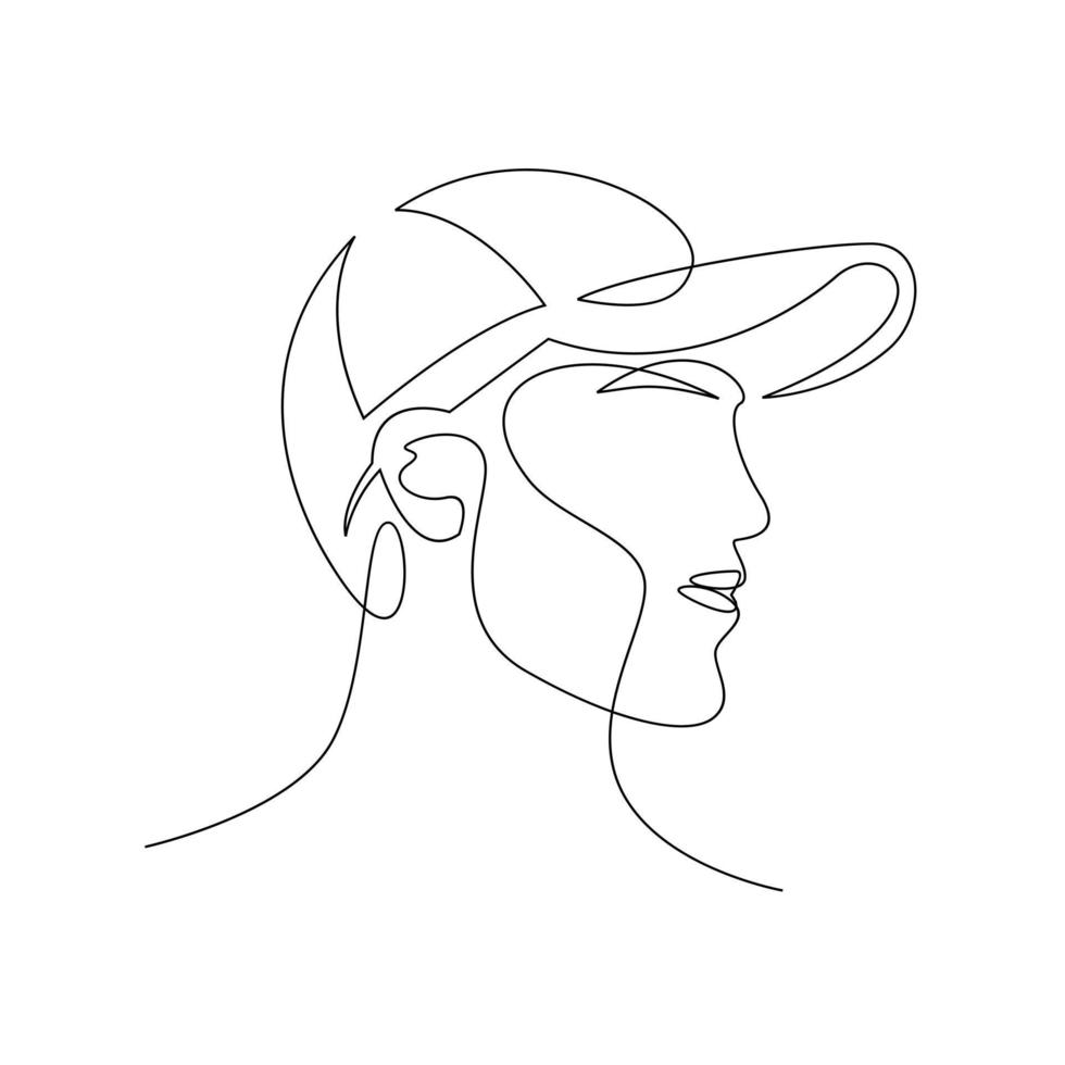 hombre sombrero gorra una línea dibujo vector diseño