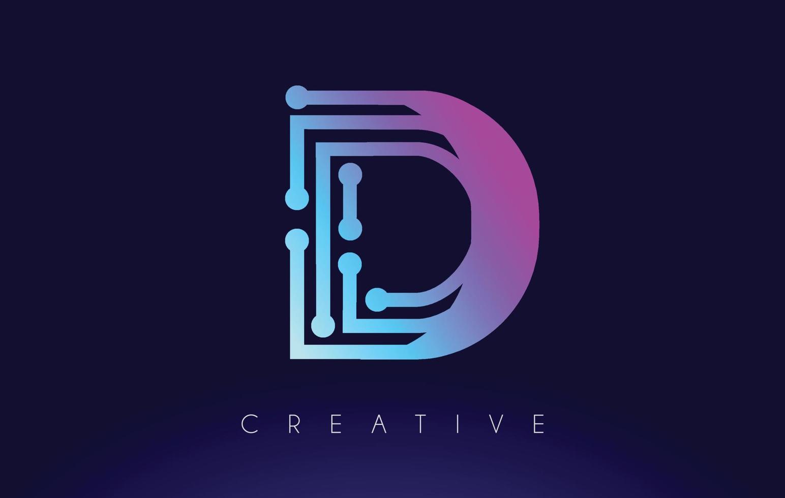 D Tech Letter logo Concept with Connected Technology Dots vector