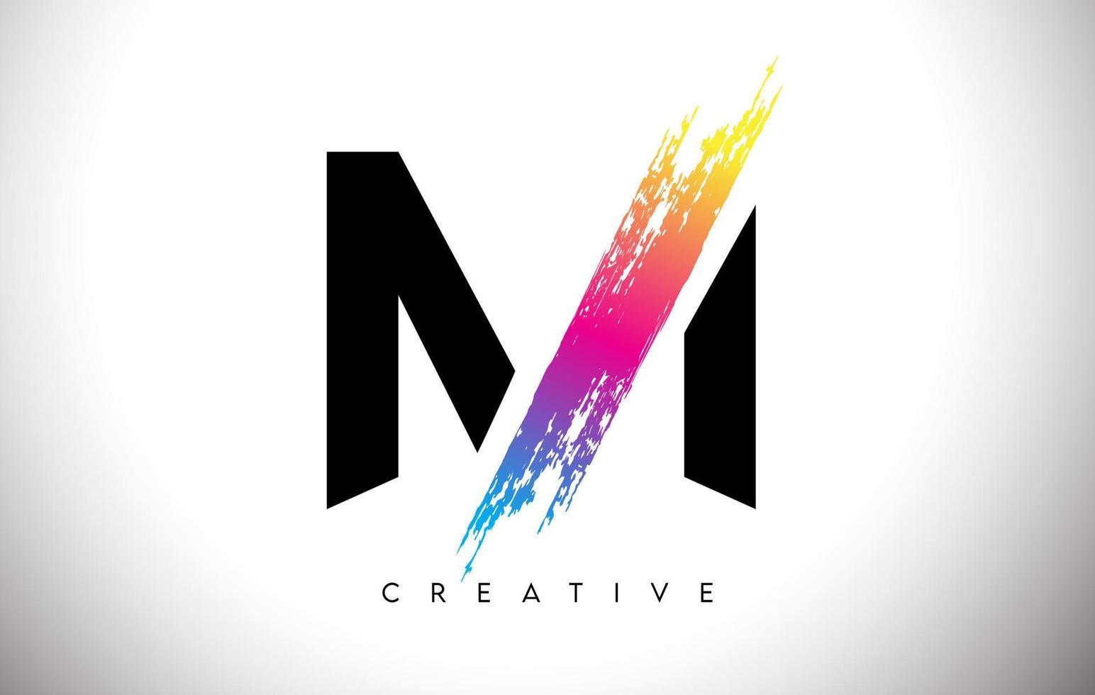 M Brush Stroke Artistic Letter Logo Design with Creative Modern Look Vector and Vibrant Colors