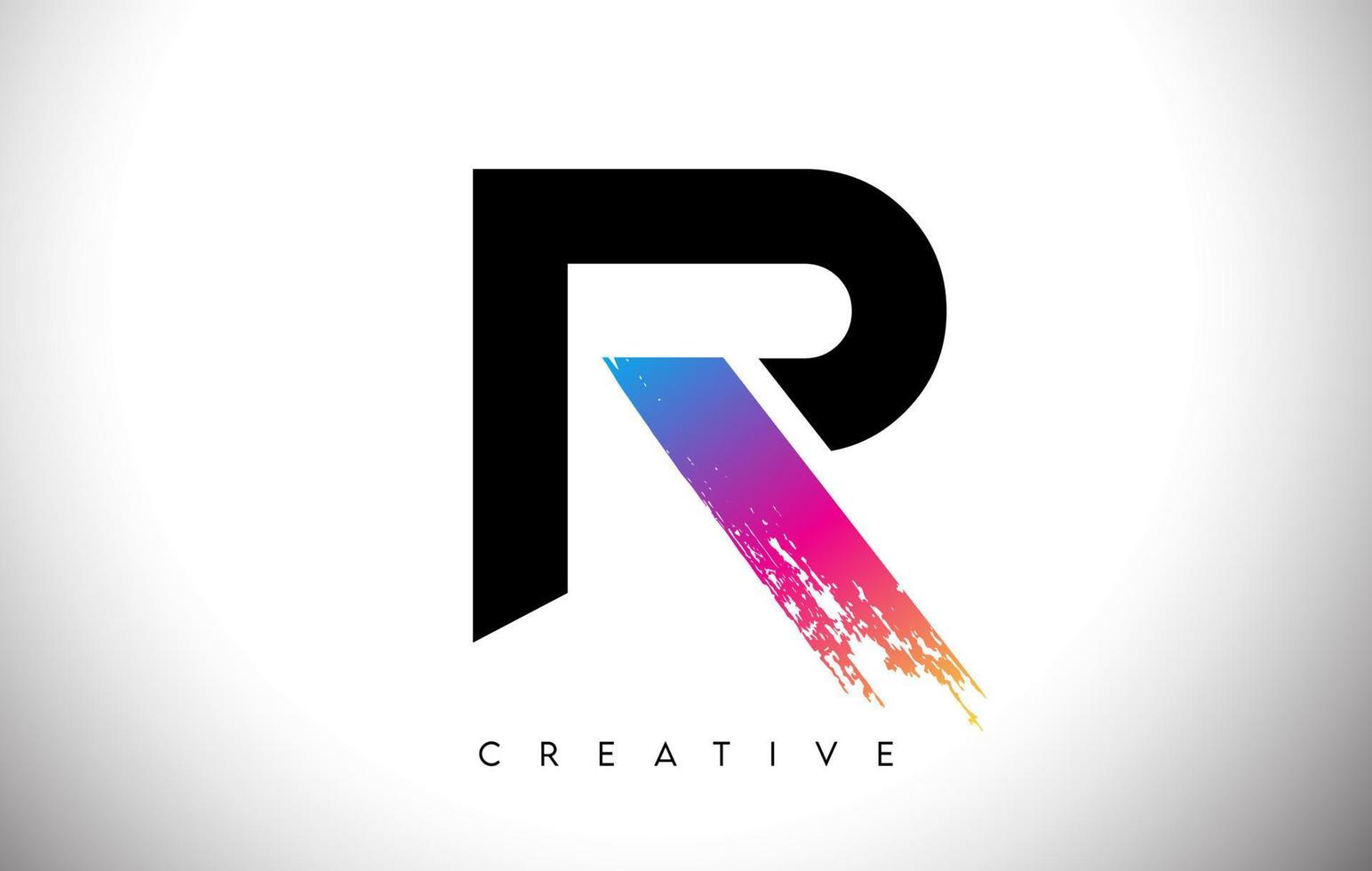 diseño de logotipo de letra artística de trazo de pincel r con vector de aspecto moderno creativo y colores vibrantes