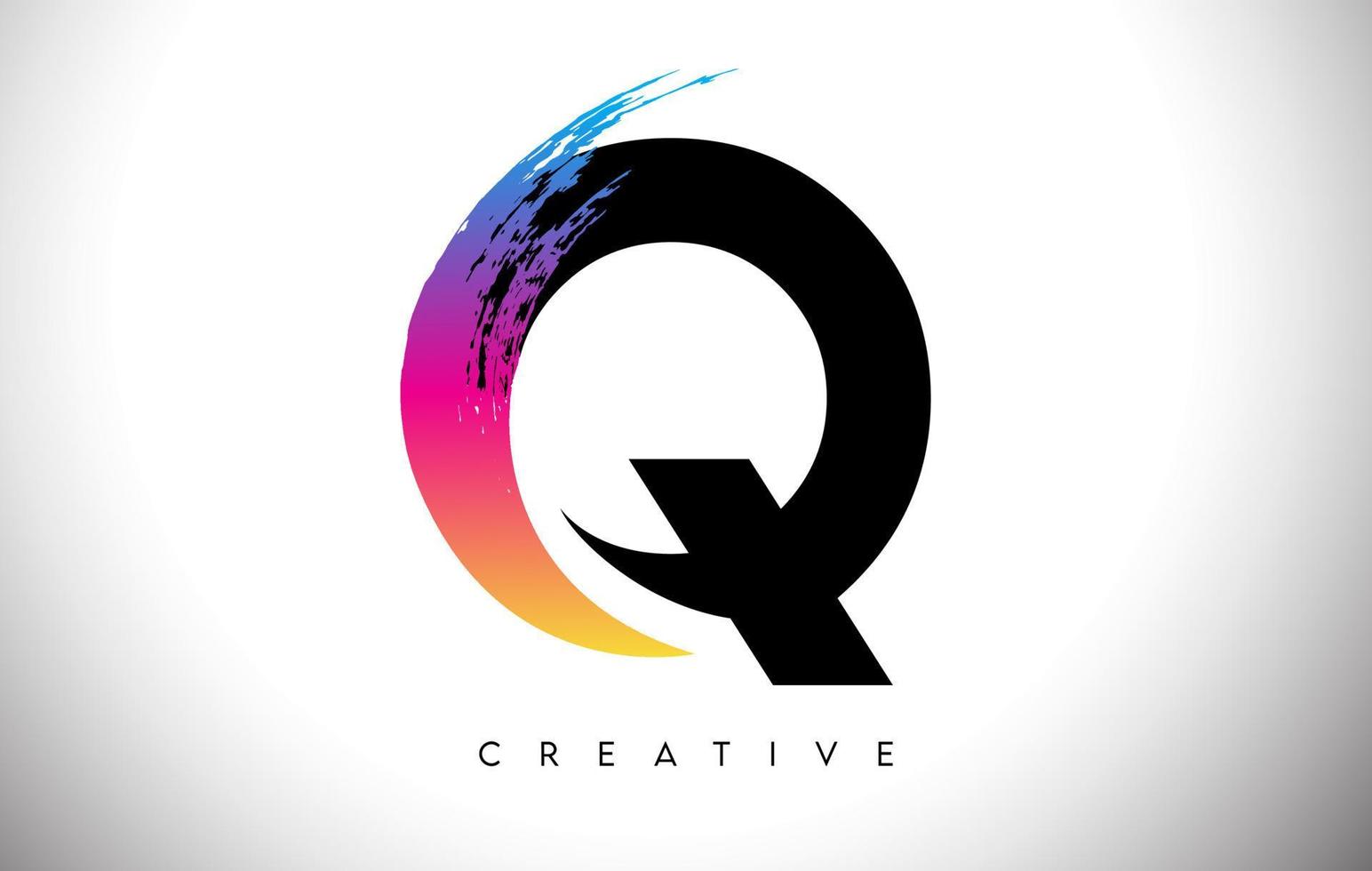 Q Brush Stroke Artistic Letter Logo Design with Creative Modern Look Vector and Vibrant Colors