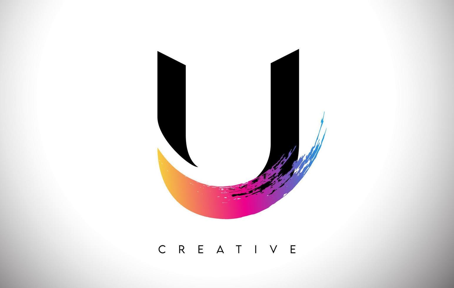 U Brush Stroke Artistic Letter Logo Design with Creative Modern Look Vector and Vibrant Colors