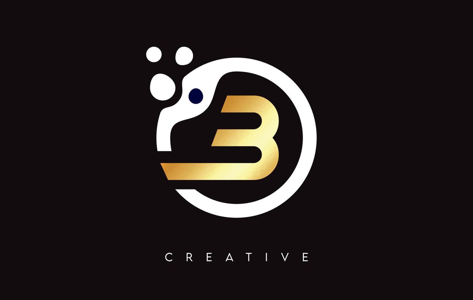 Golden Letter B Logo with Dots and Bubbles inside a Circular Shape in Gold Colors Vector