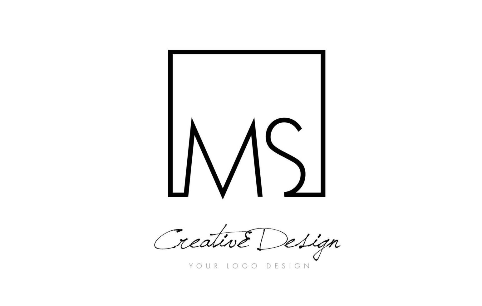 Diseño de logotipo de letra de marco cuadrado ms con colores blanco y negro. vector