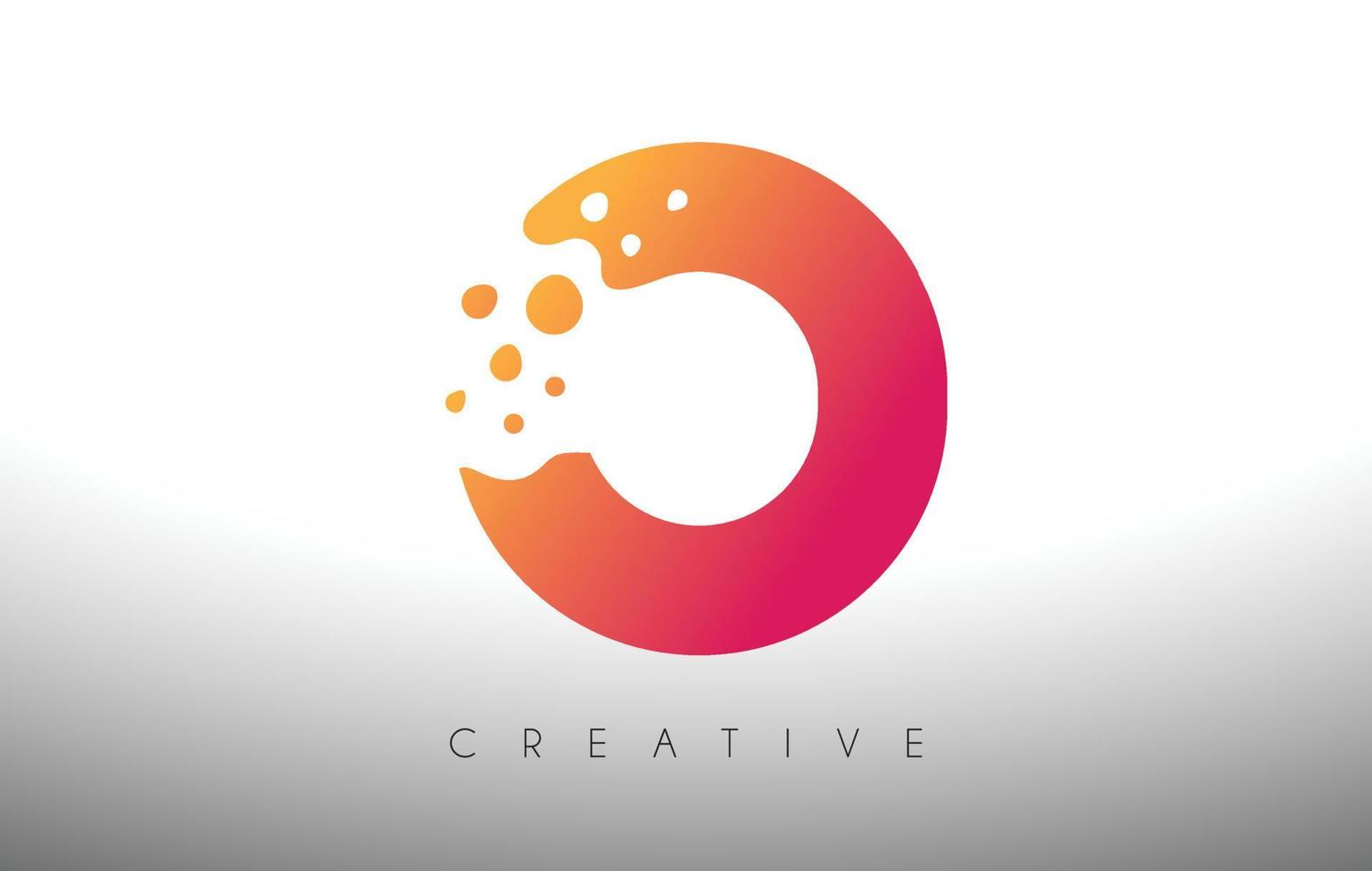 O Dots Letter Logo Design with Creative Artistic Bubble Cut in Purple Colors Vector