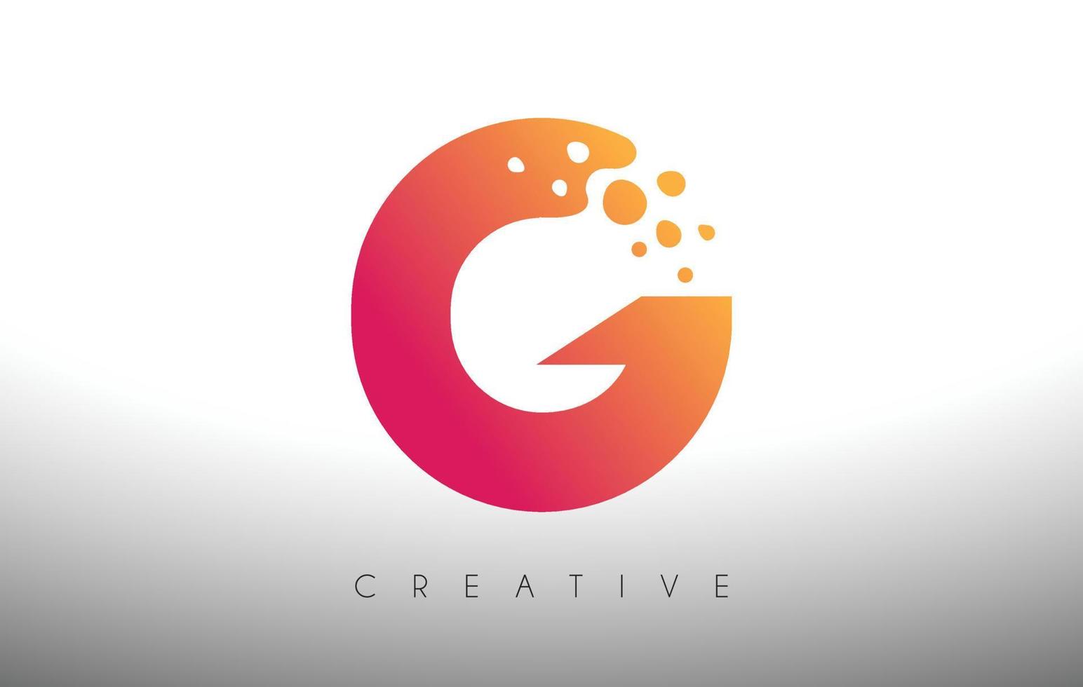diseño de logotipo de letra g puntos con burbuja artística creativa cortada en vector de colores púrpura