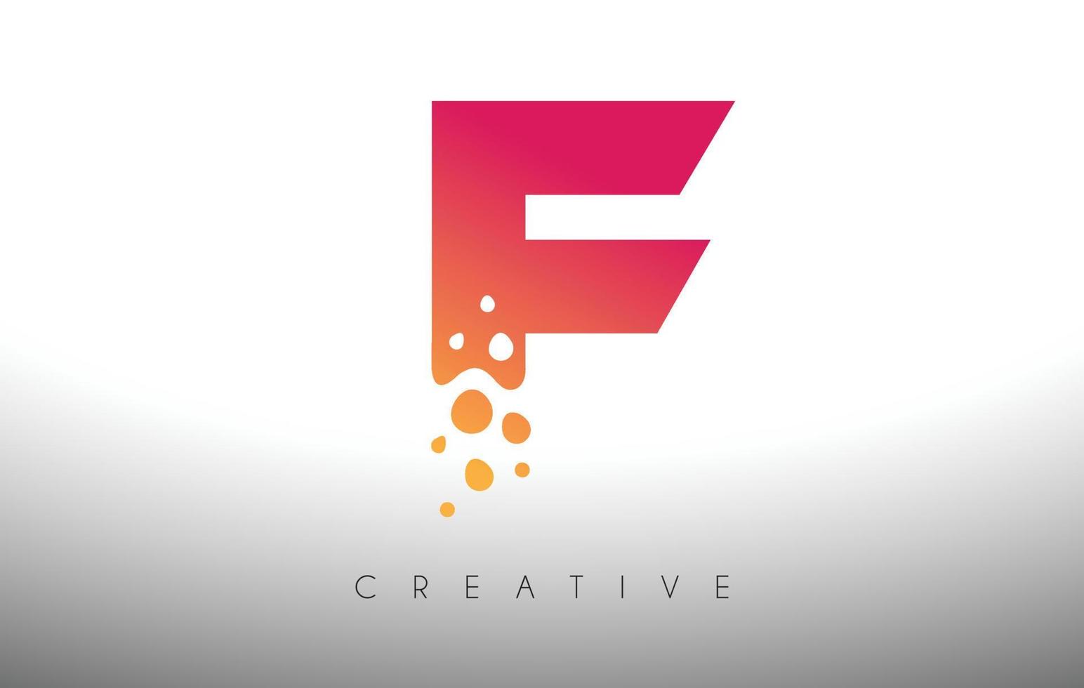 diseño de logotipo de letra f dots con burbuja artística creativa cortada en vector de colores púrpura