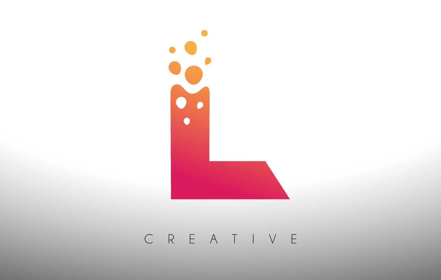 L Dots Letter Logo Design with Creative Artistic Bubble Cut in Purple Colors Vector