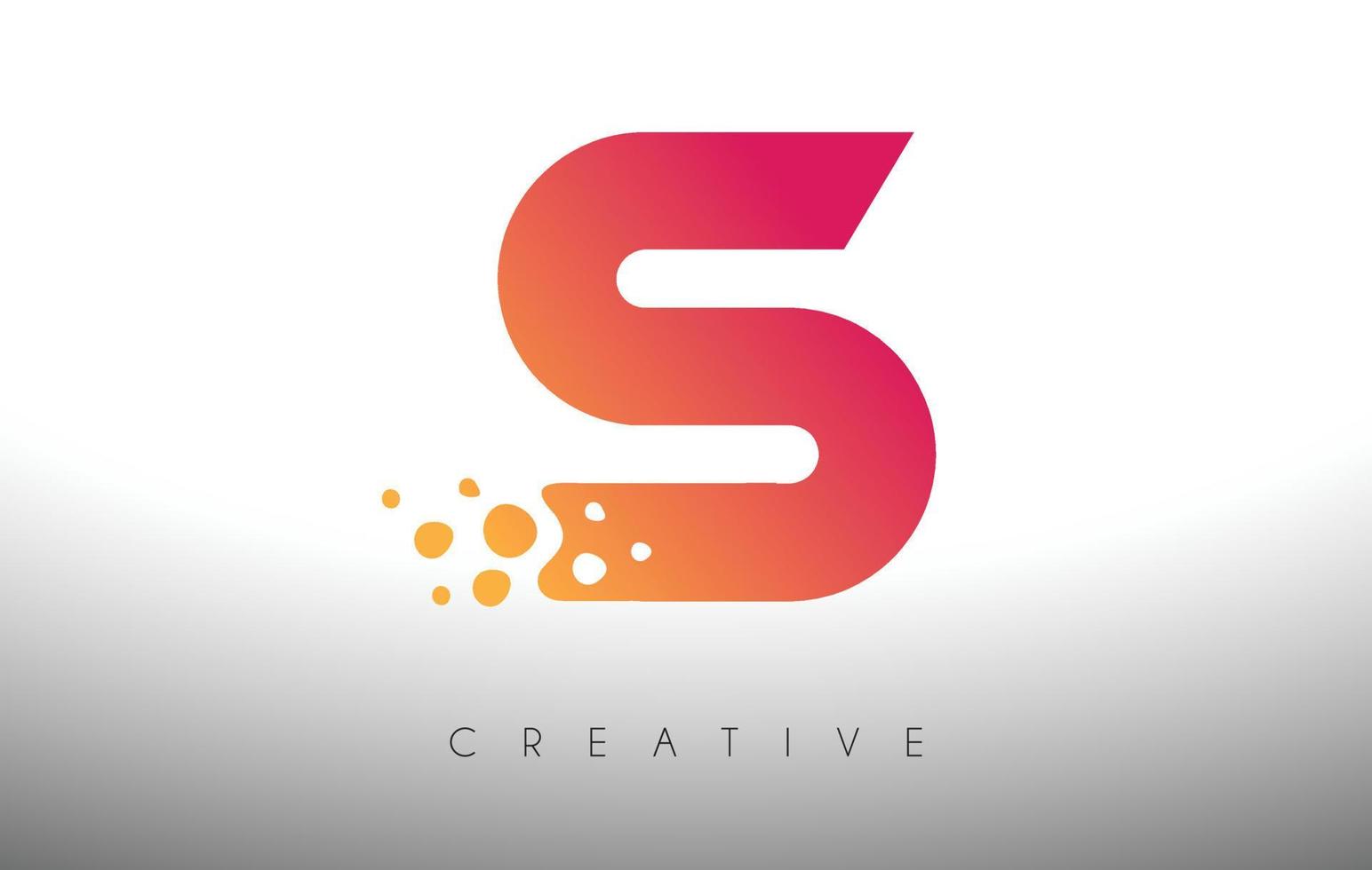 S Dots Letter Logo Design with Creative Artistic Bubble Cut in Purple Colors Vector