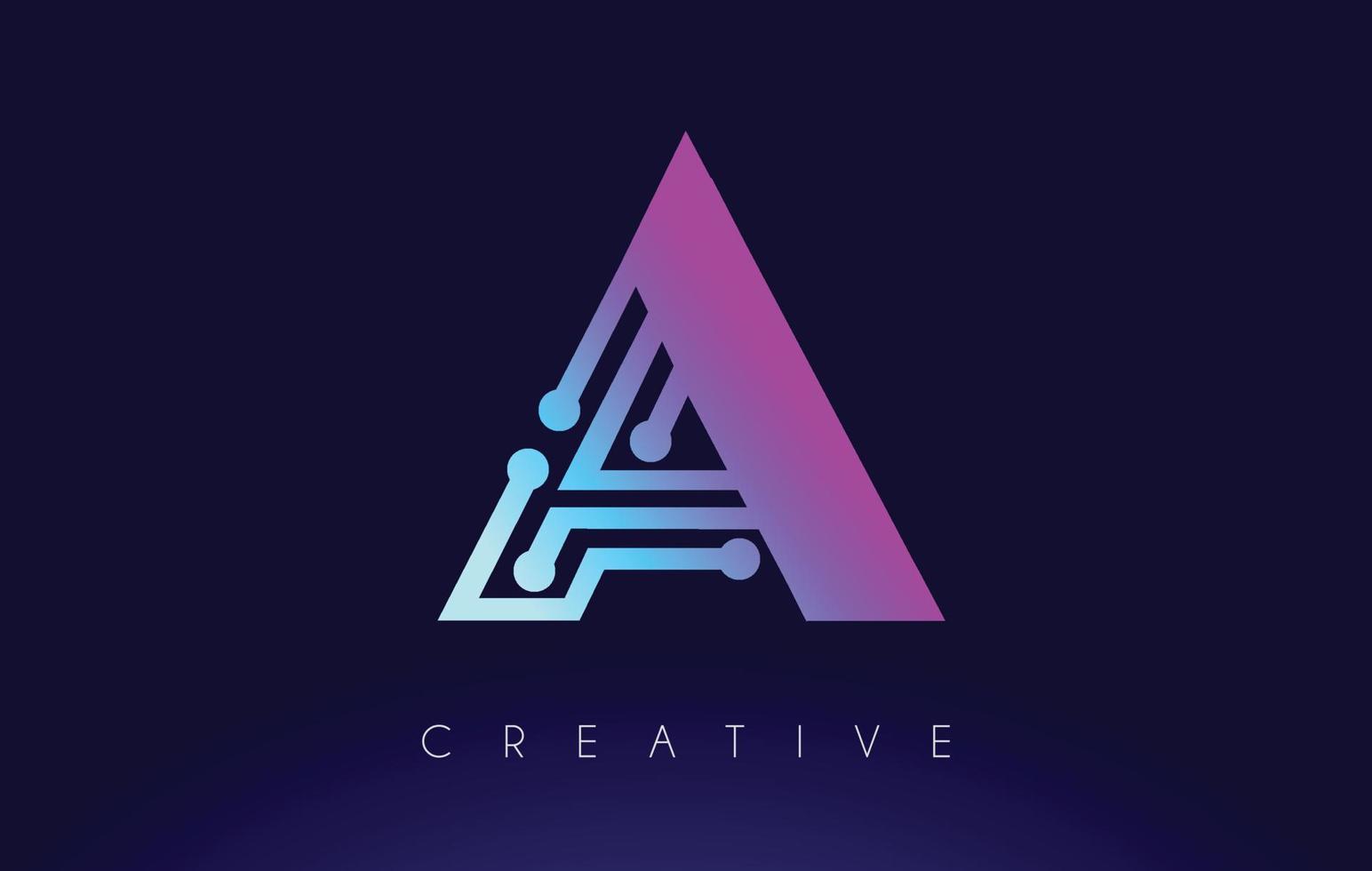 A Tech Letter logo Concept with Connected Technology Dots vector