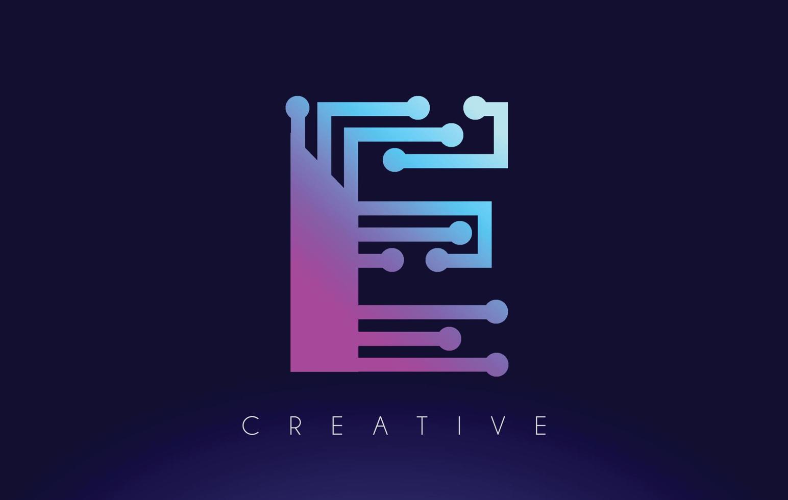 E Tech Letter logo Concept with Connected Technology Dots vector