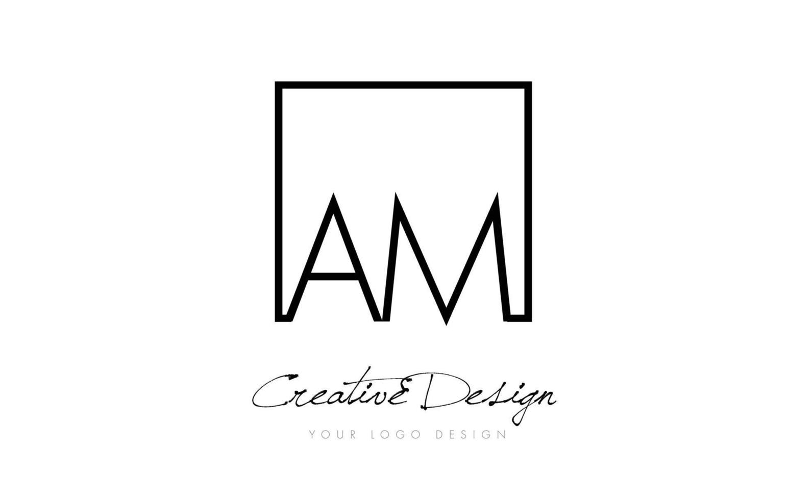 AM Square Frame Letter Logo Design with Black and White Colors. vector