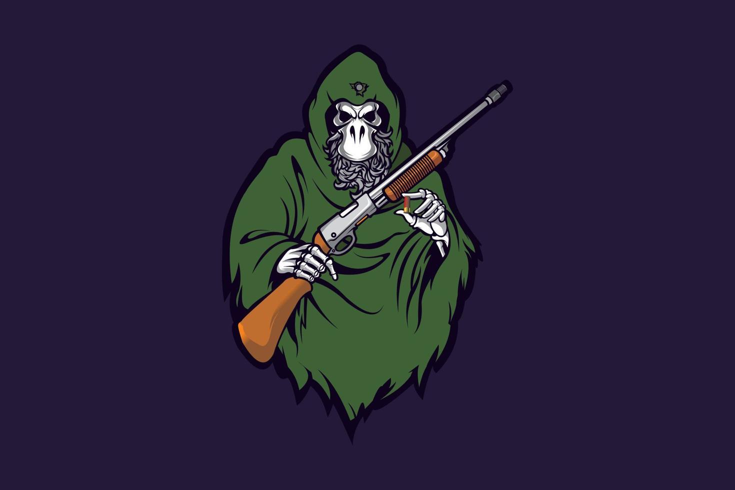 duck hunter skull with weapon vector
