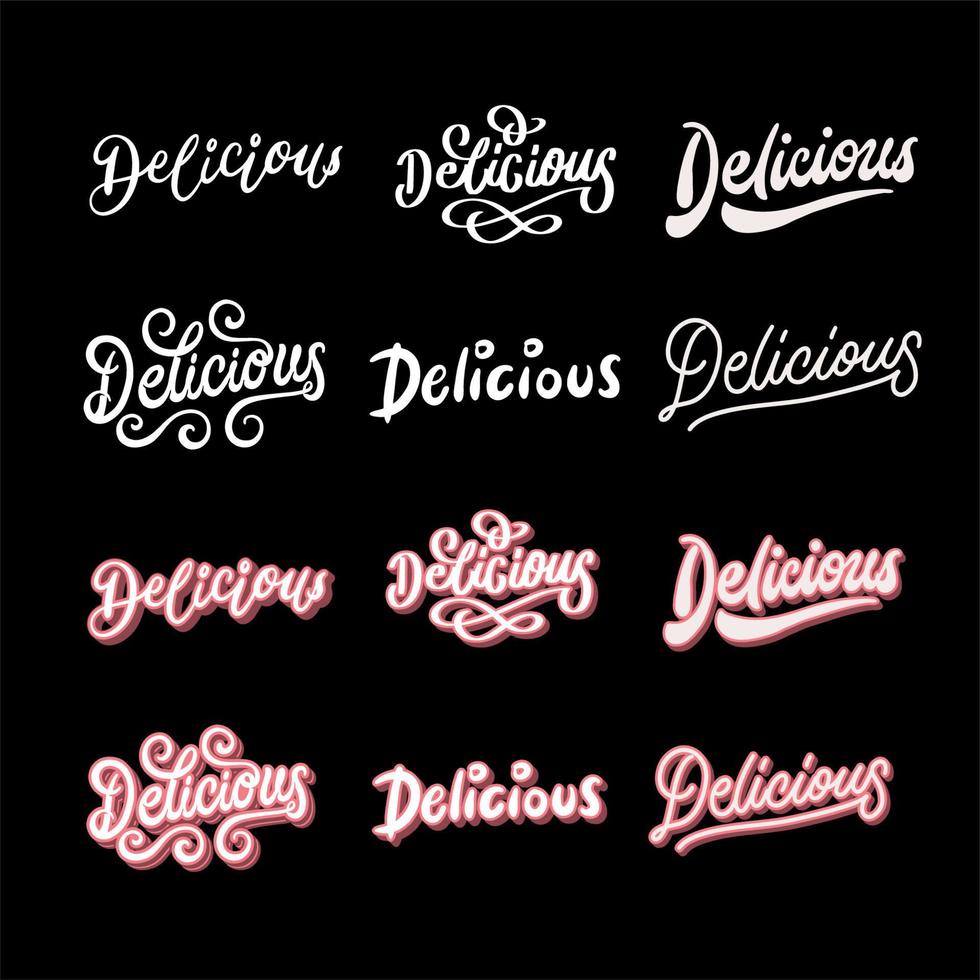 Free food vector lettering illustration logo poster brand quotes delicious design bundle