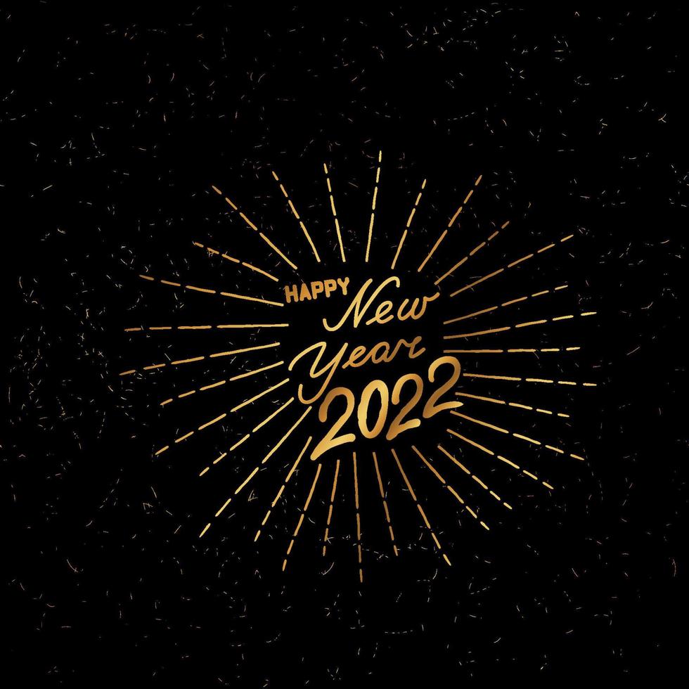 Happy New Year black noise background. Winter holiday grunge greeting card design. Happy Winter Holiday Wallpaper. Doodle Greeting Card with handwritten Lettering HAPPY NEW YEAR 2022 vector