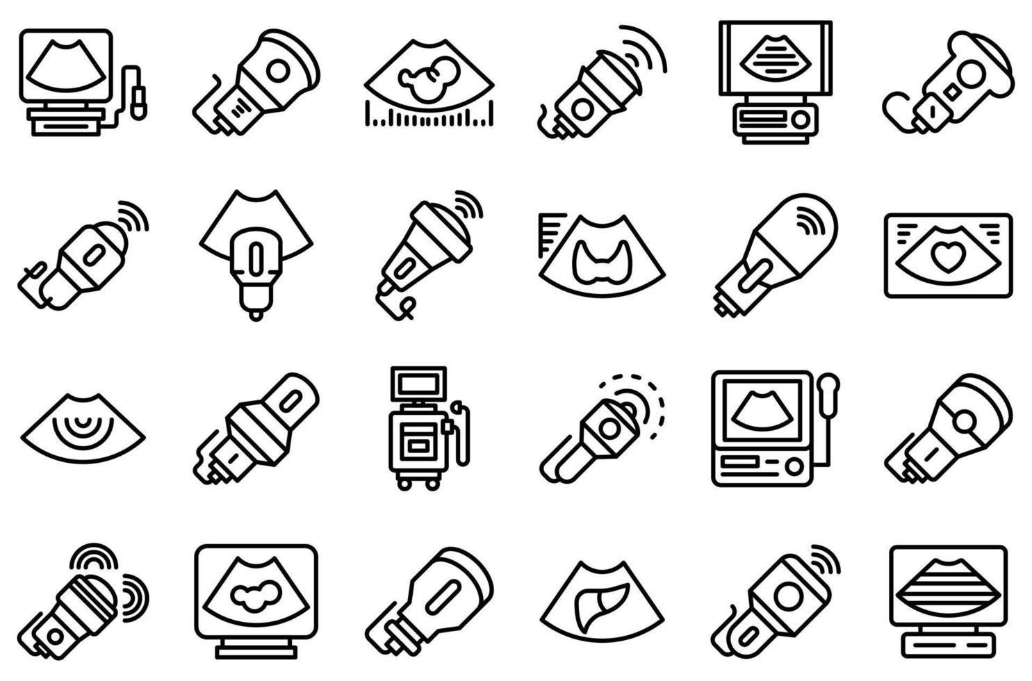 Sonograph icons set, outline style vector