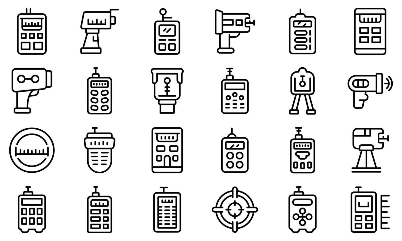 Laser meter icons set, outline style vector