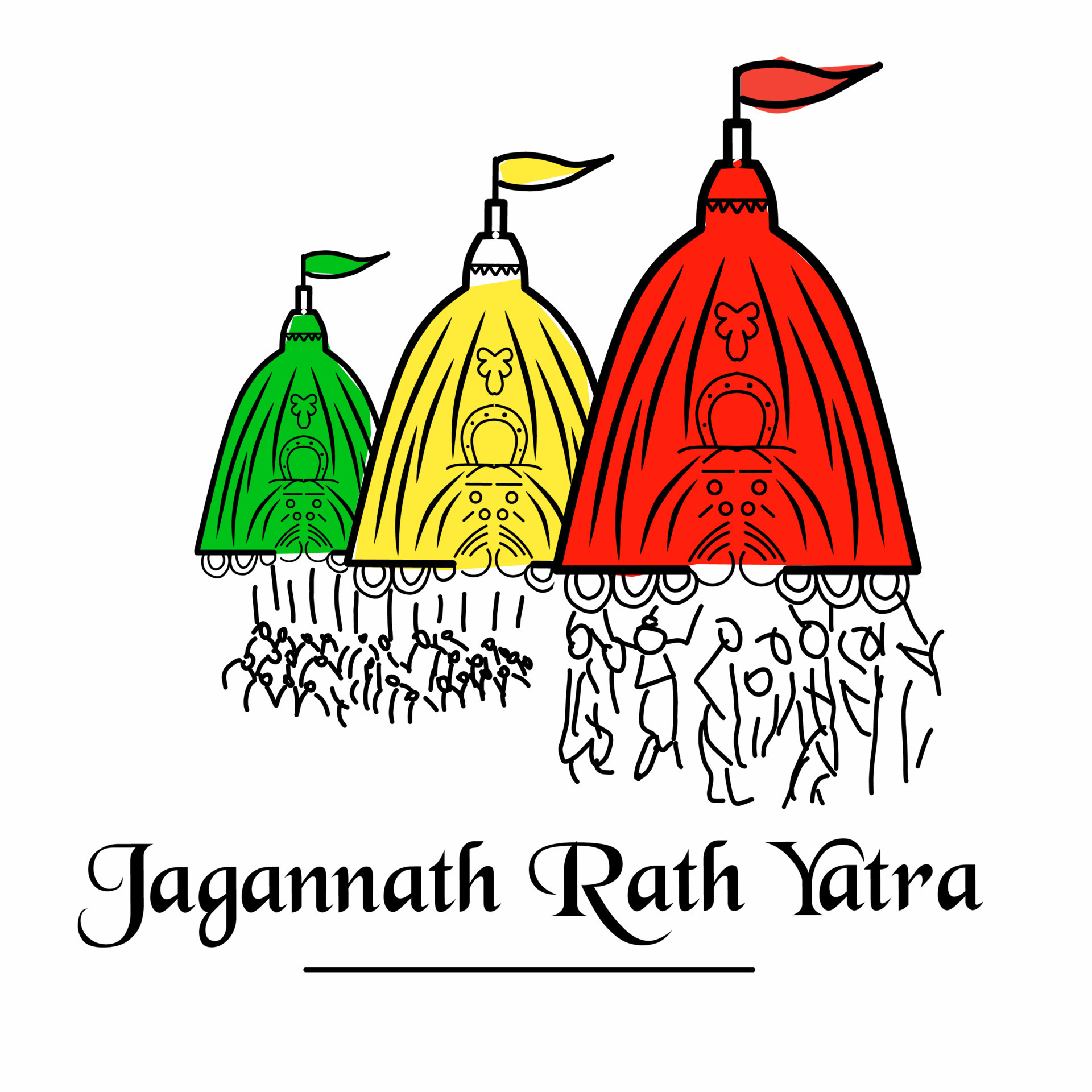 Vector Illustration of Ratha Yatra of Lord Jagannath Balabhadra and  Subhadra on Chariot Art Print  Barewalls Posters  Prints  bwc73847316