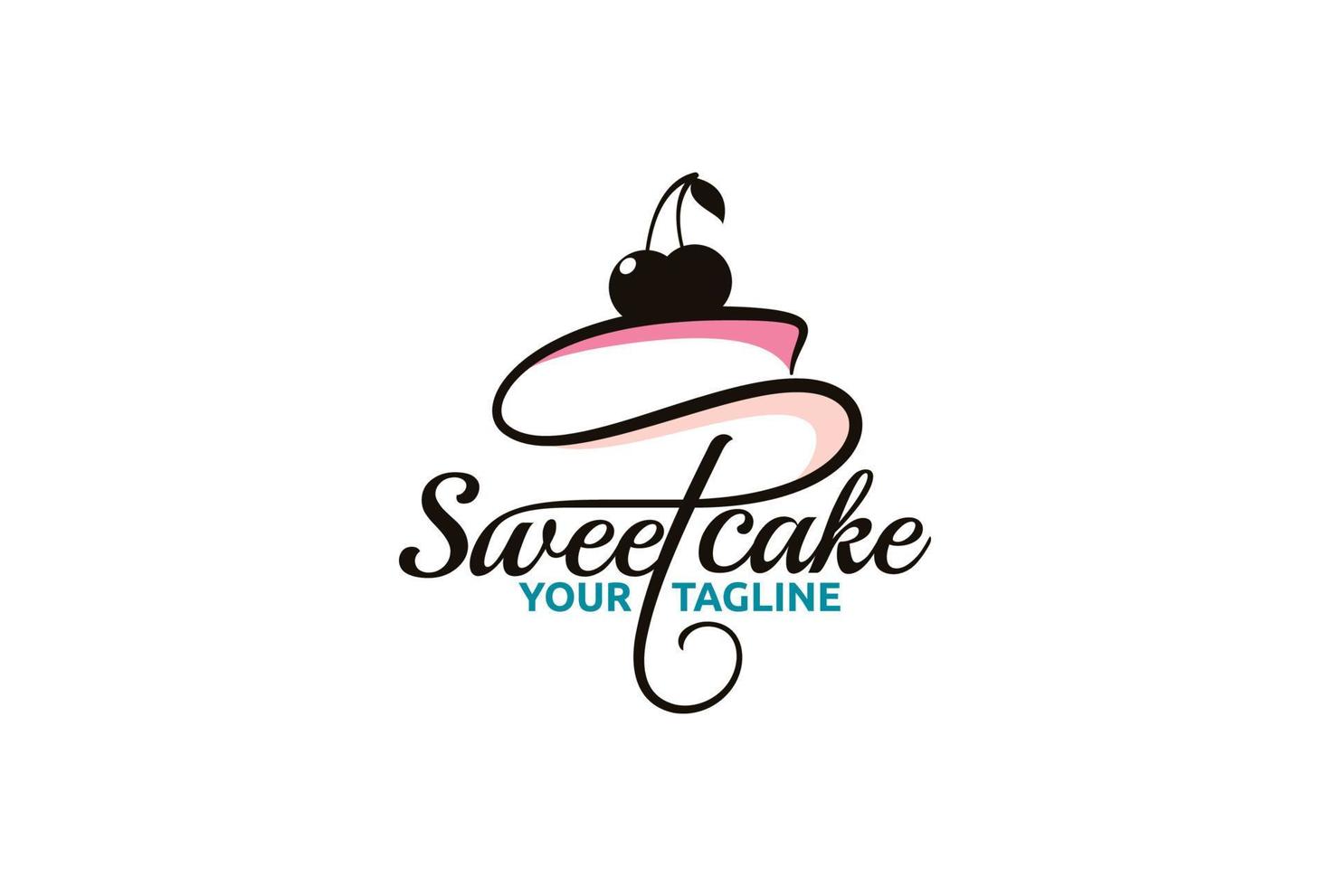 elegant sweet cake logo for any business especially for cakery, bakery, cake shop, cafe,etc. vector