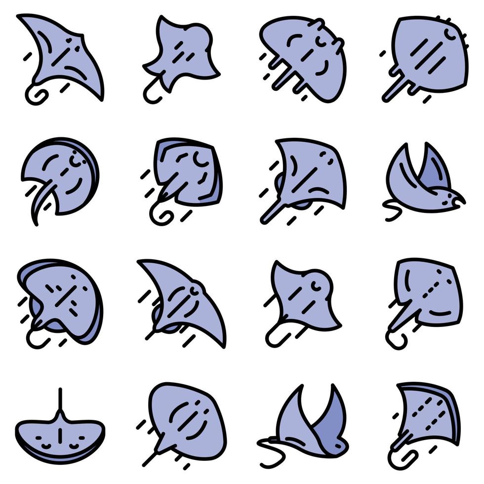 Stingray icons set vector flat