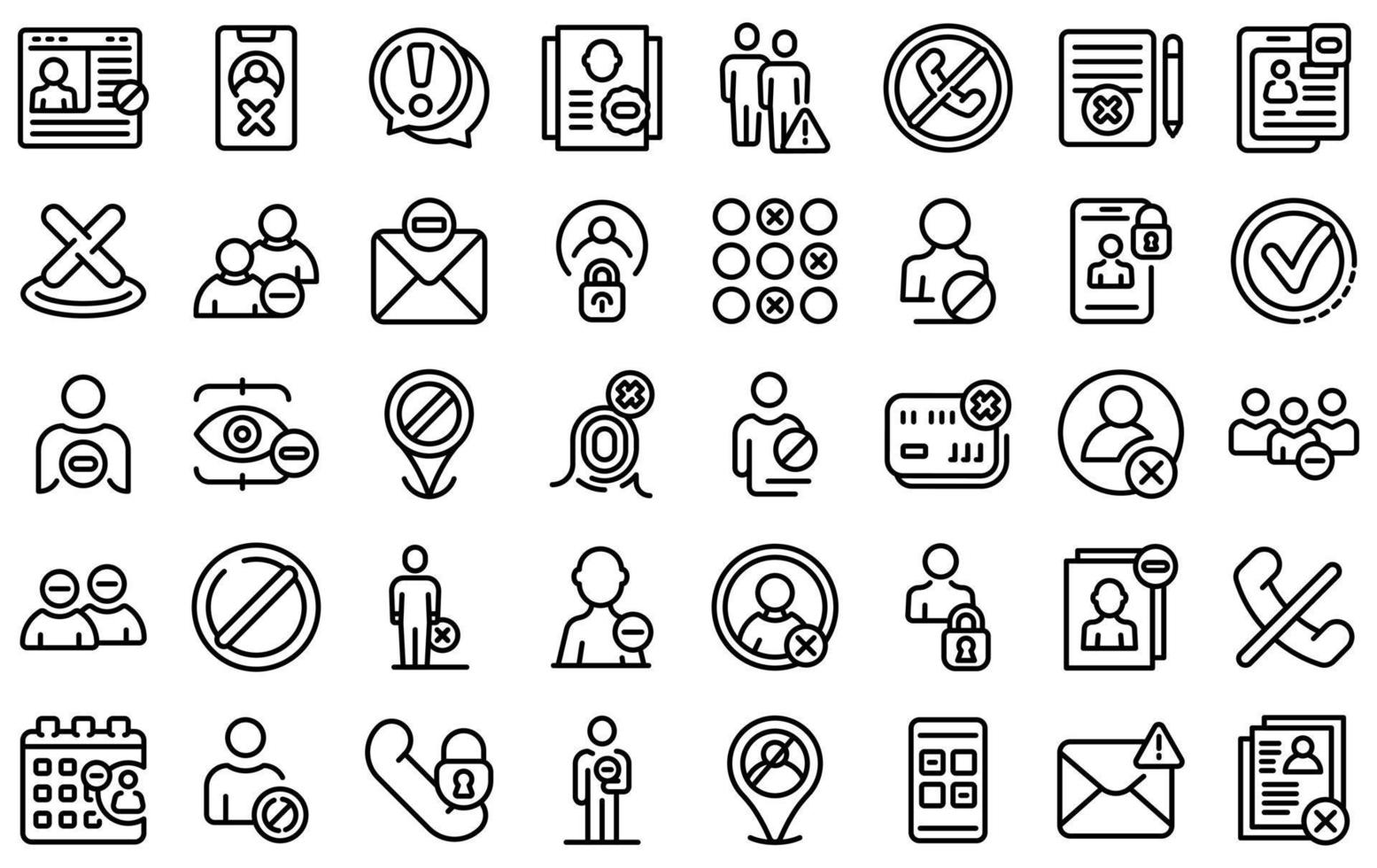 conjunto de iconos de lista negra, estilo de contorno vector