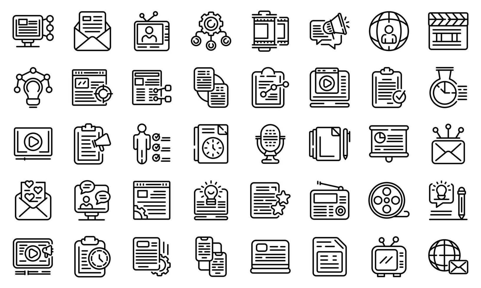 Social project icons set, outline style vector