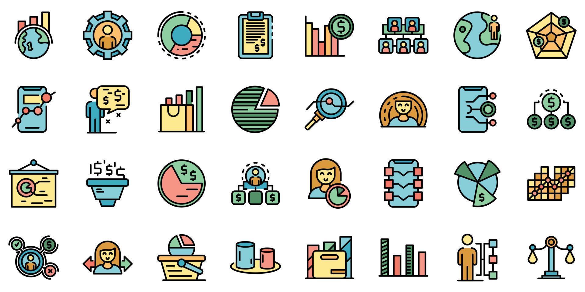 Market segmentation icons set vector flat