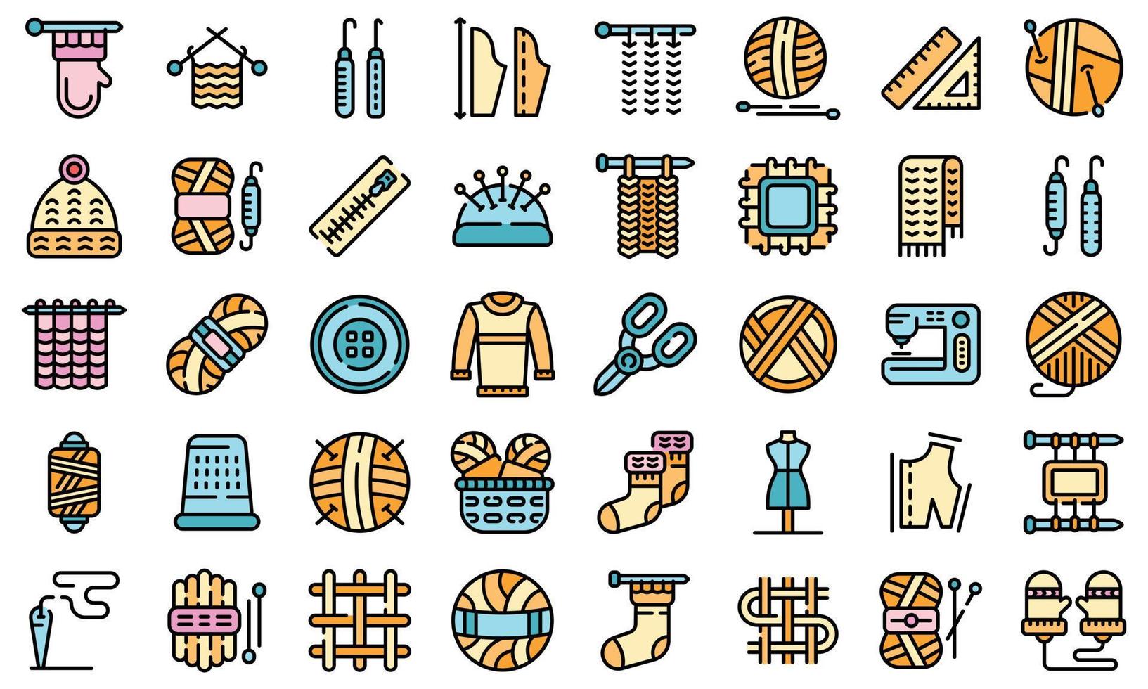 Knitting icons set vector flat