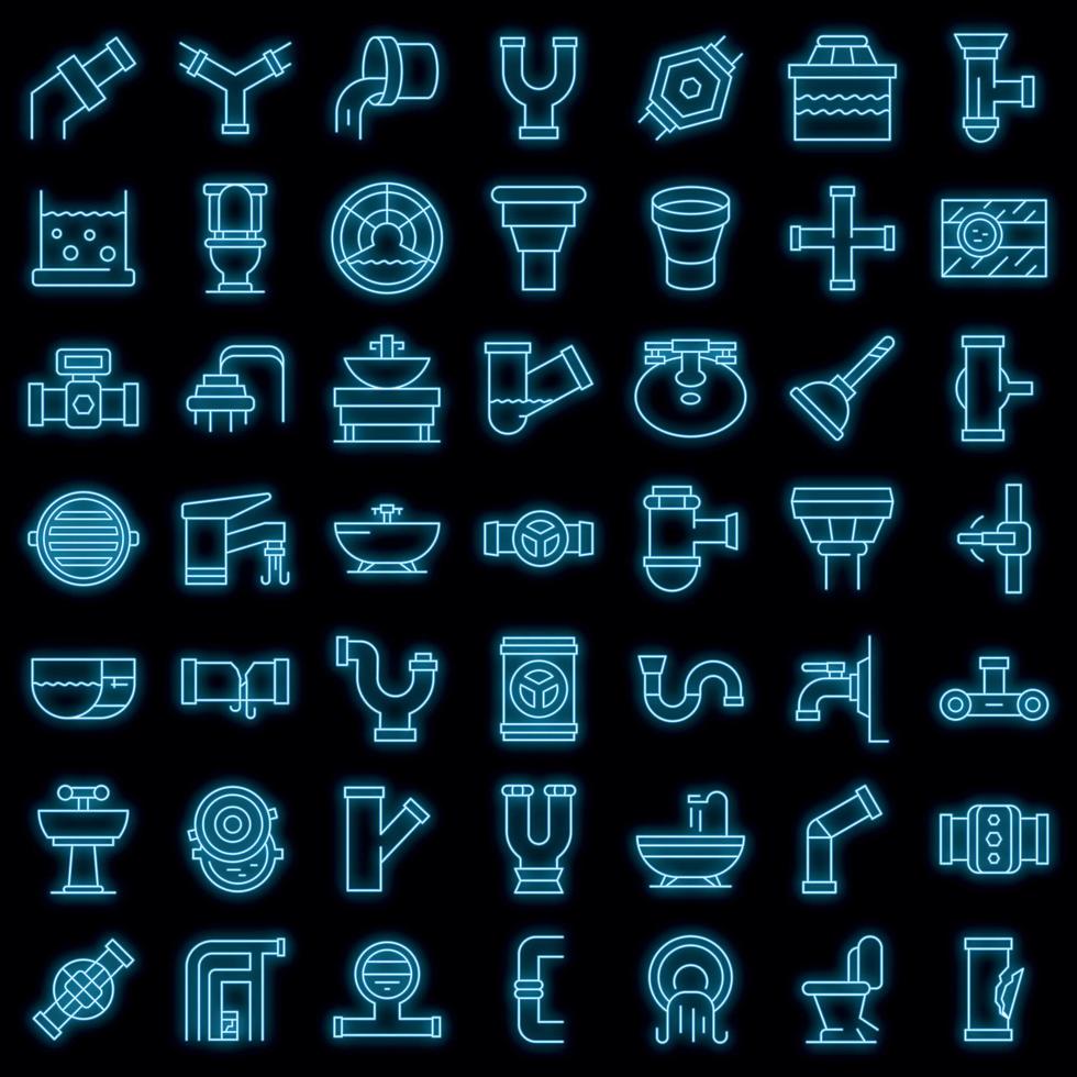 Sewerage icons set vector neon