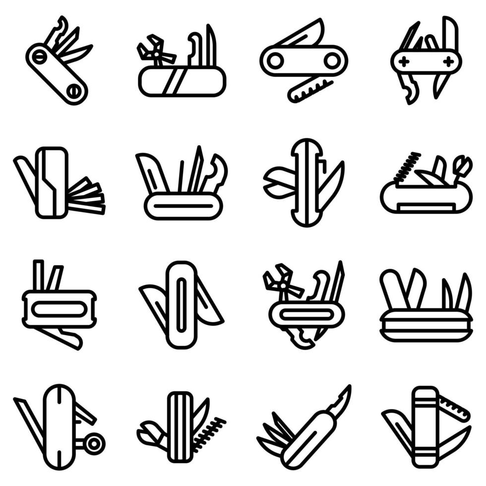 Multitool icons set, outline style vector