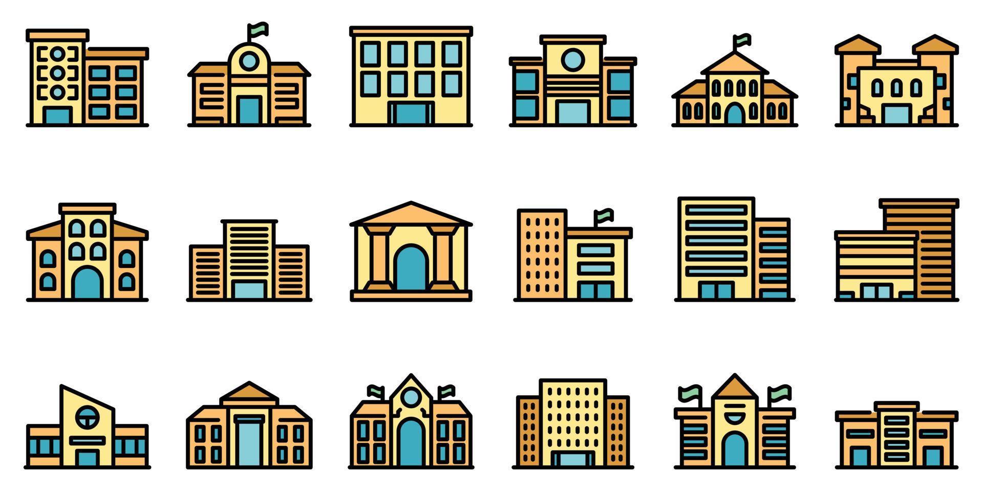 Campus icons set vector flat